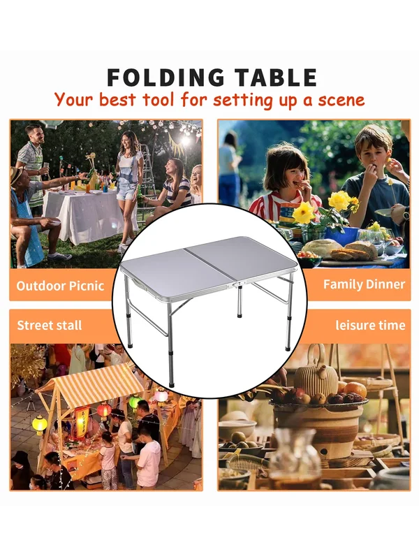 AliExpress - Table de camping pliable blanche 120x60cm, tables pliantes pour barbecue et pique-nique, tables portables en aluminium pour jardin, 