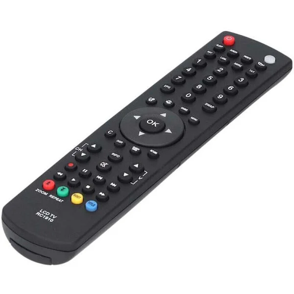Universell fjernkontroll for Toshiba LCD-TVer – Trådløs kontroll opptil 10m – ABS-materiale og silikonknapper – Modell Rc1910 svart