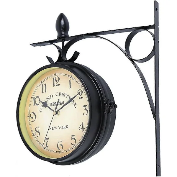 【NX】Retro station clock, double-sided wall clock compatible with indoor and outdoor use