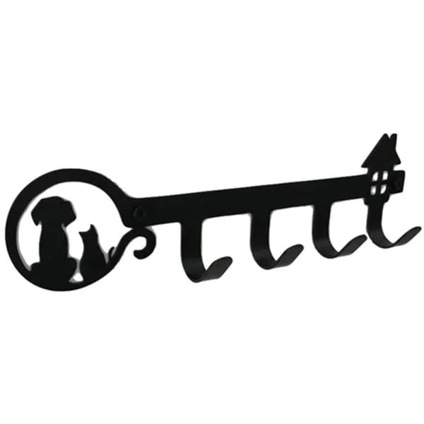 Wall Decor Black Metal Key Holder with 4 Hooks for Entryway Kitchen Hall Office Key Hook