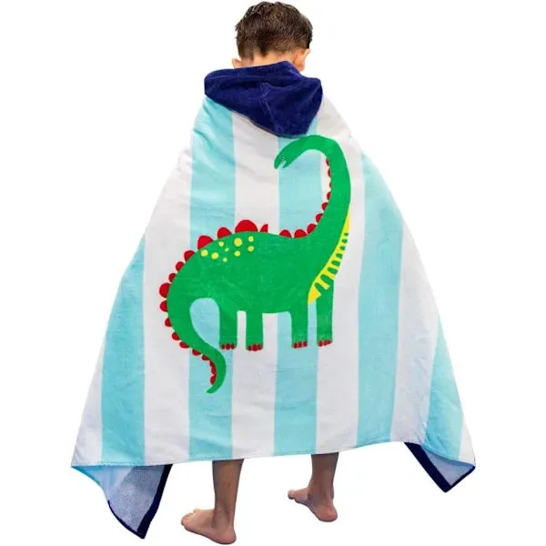 /EA/(Dinosaurie Blå) Barn Poncho Strandhandduk Med Huv, Barn Badrock