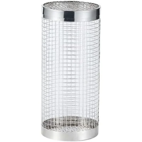 Rund grillkorg i rostfritt stål, rullande grillkorg i trådnät, cylinderformad grillkorg, bärbar grillkorg för utomhuscamping, 20 x 9 cm