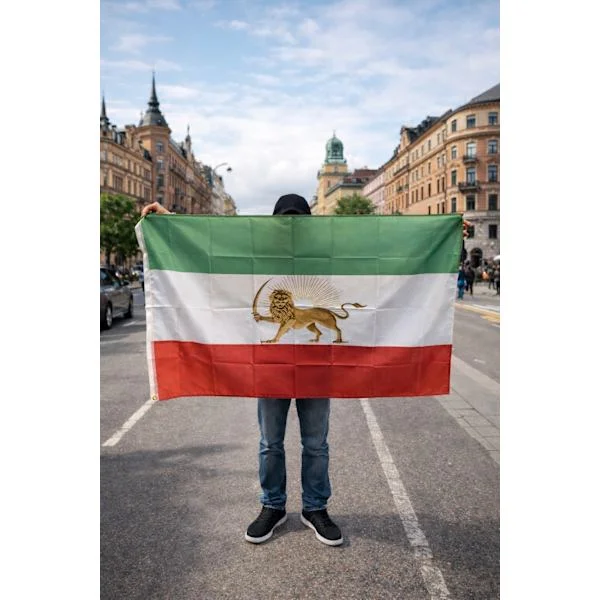Iran Flagga 155x95 cm – Persisk Flagga med Lejon & Sol (Shir o Khorshid)