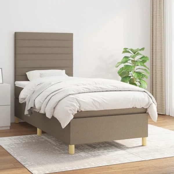 Ramsäng med madrass taupe 100x200 cm tyg