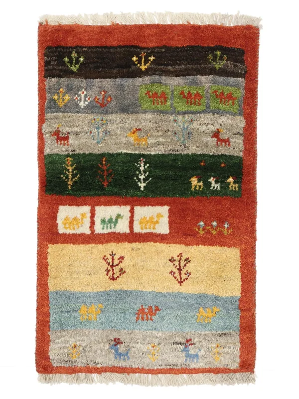 Gabbeh Rug Hand Knotted 55X85 Dark Red/Green