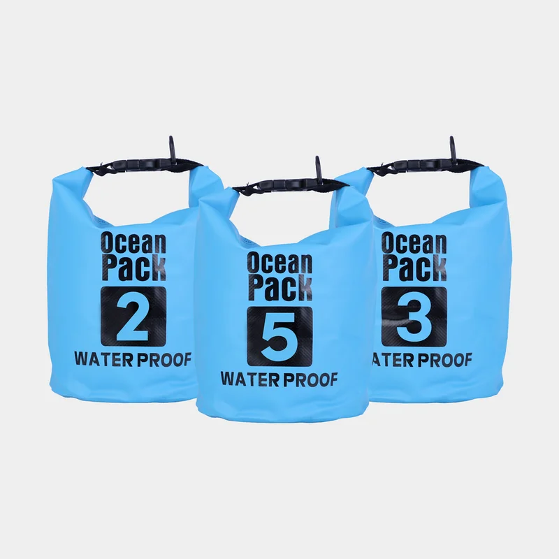 Conjunto de drybags / bolsas náuticas Ocean Pack, 500D, 2/3/5 litros, azul, 3-pack