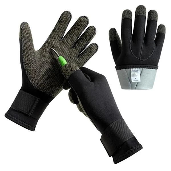 1 par 3 mm dykkerhandsker af organisk fiber, skærebestandige, stiksikre, slidstærke, skridsikre handsker, termiske handsker til dykning, snorkling, 