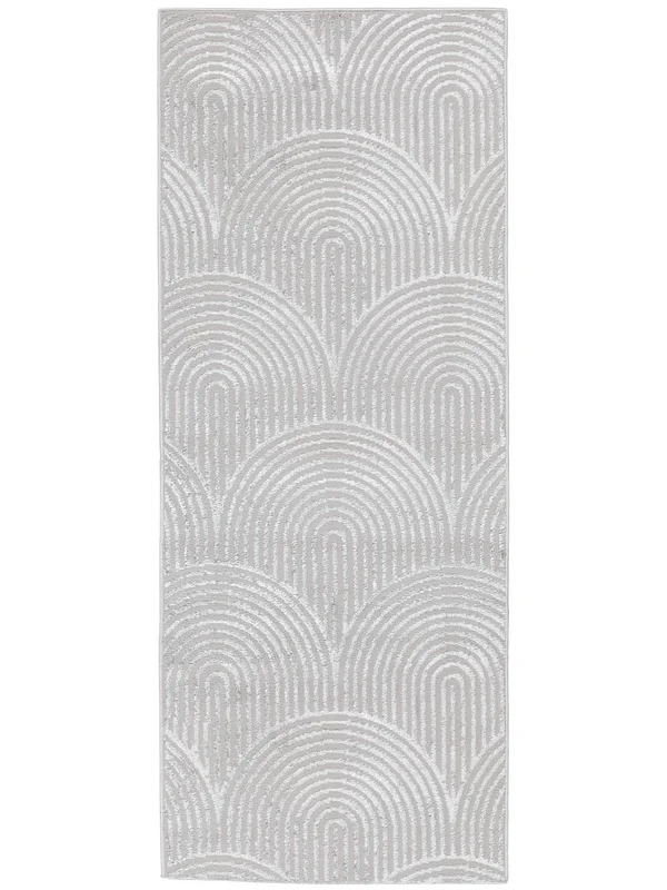 Art Deco 80X200 Pequeño Gris/Gris Plata Geométrica Pasillo Alfombra