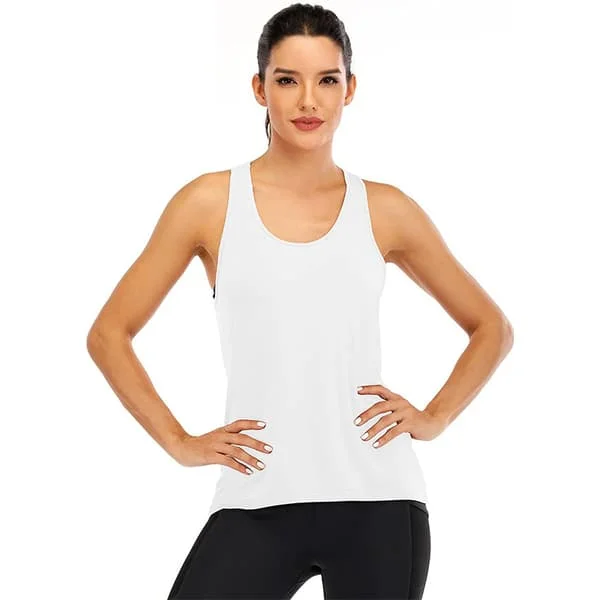 Träningslinnen för kvinnor med korsad rygg, Racerback Tank Tops white