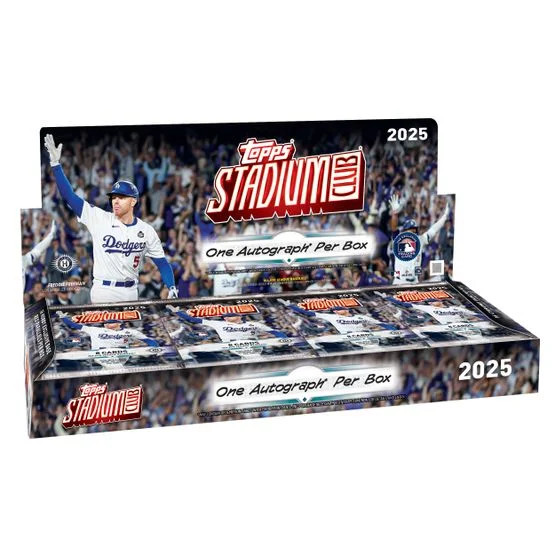 Topps Baseball Stadium Club Chrome 2025 Hobby Box - 16 Packs (128 Cards) Schwarz 1-Box Chrome Sammelkarten
