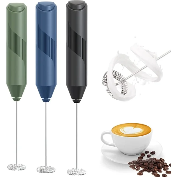 Elektrisk mælkeskummer, bærbar mini-drinkmixer/kaffeskummer/mælkeskummer til cappuccino, frappe, varm chokolade (sort)