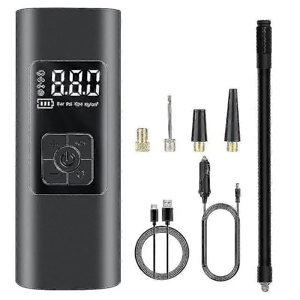 6000mah Mini Bærbar Kompressor, Inflator 150psi Elcykel, SOS Lys Genopladelig Pumpe, Stor LCD
