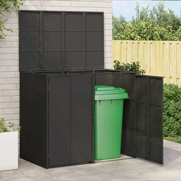 Avfallshink Box 2 pcs Svart 130 x 80 x 115 cm polyeten