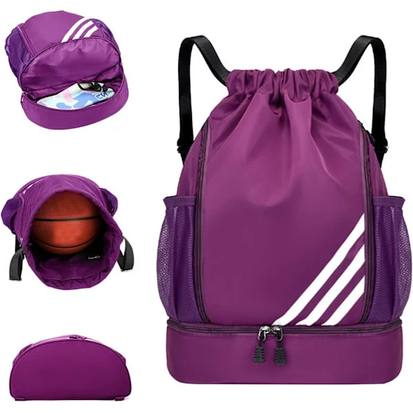 Snøreposer, Vandtæt Svømmetaske til Børn og Voksne, Stor Snøre Gymnastiktaske, Sport Snøre Gymnastikrygsæk, Unisex Gymnastiktaske med Skorum