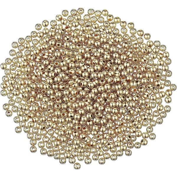 3000 st 4 mm släta runda pärlor små distanspärlor runda kulor sömlösa släta lösa pärlor för armband halsband smycken DIY-hantverk (guld