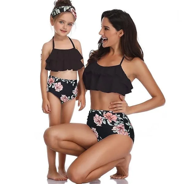 2-delad baddräkt för kvinnor, förälder-barn, sexig bikini, mor-dotter strandkläder