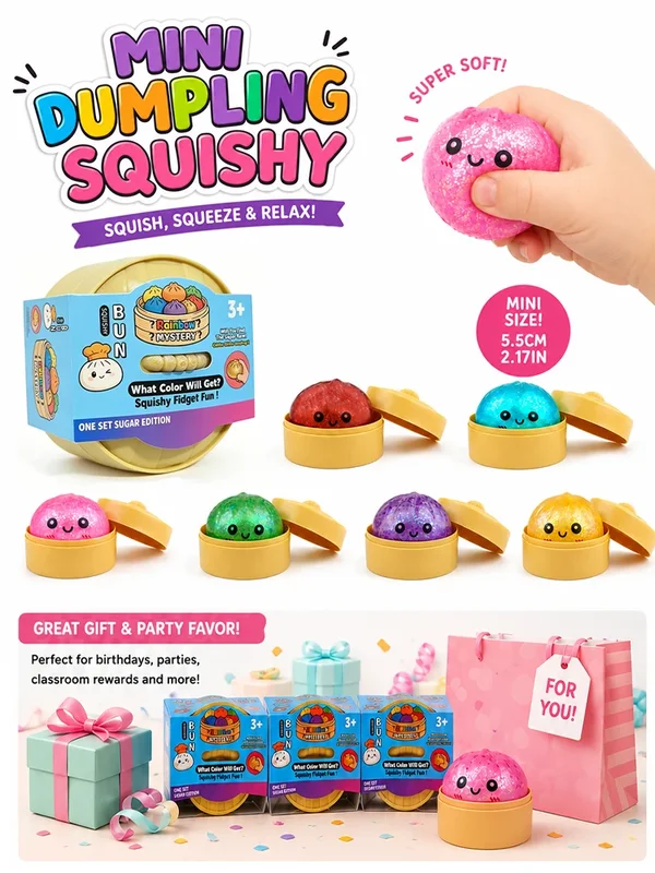 AliExpress - Mini Squishy Dumplings 6 Stück mit Dampfgarer, Quetschspielzeug-Set, sensorisches Fidget-Spielzeug für Erwachsene und Kinder, 