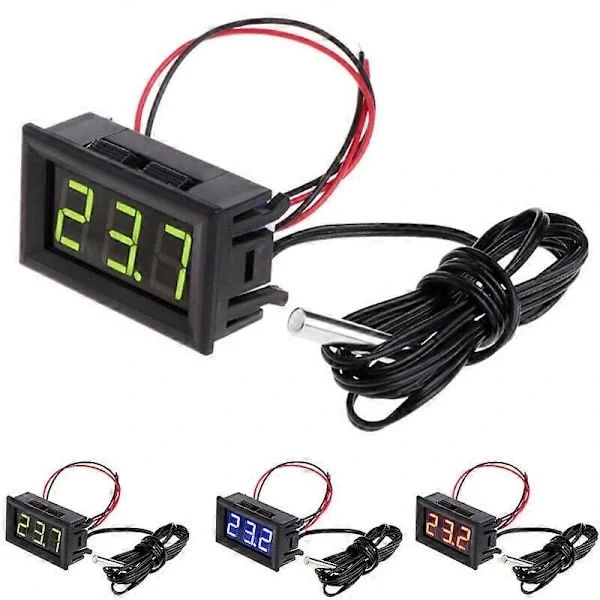2/4-pakke Digital LCD Termometer Temperaturmåler med Vanntett Sensor Sonde Kjøleskap Hvit 4 STK