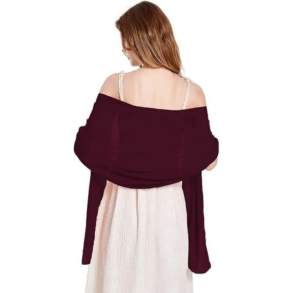 Bridesmaid Shawl Evening Dresses Wedding Shawl Women's Soft Chiffon Shawl Flowing Trendy Accessory for Travel and Sports Wine Red Burgundy