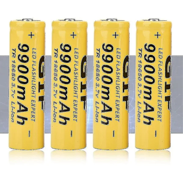 4 stk lommelyktbatteri Gif 9900mah 18650 oppladbart batteri gult