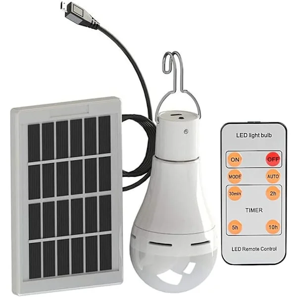 Soldriven LED-lampa - Bärbar USB laddningslykta Lampa Spotlight Inomhuskontor Kök Läsning med solpanel för utomhusvandring Campingtält F
