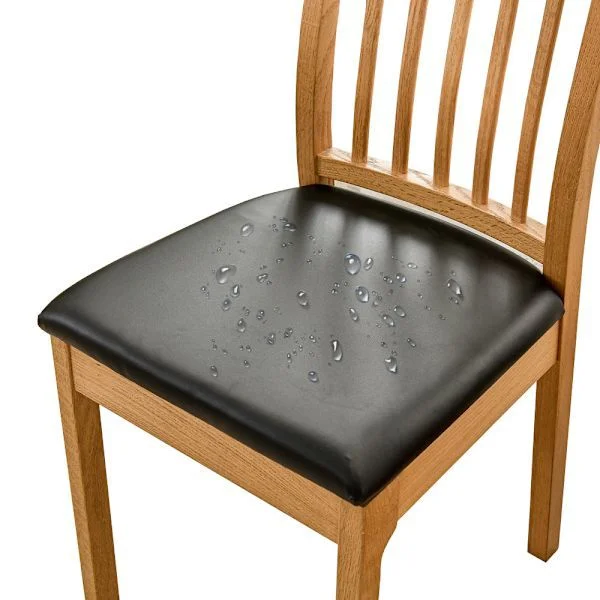Dining Chair Covers Waterproof Chair Seats PU Leather Chair Slipcovers Black 2 pcs
