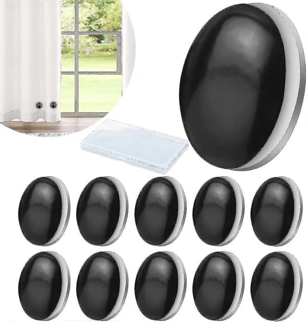 10 kpl magneettisia verhopainoja, vahvat magneettiset suihkuverhopainot, raskaat verhopainot pohjaan, ei ompelua, musta