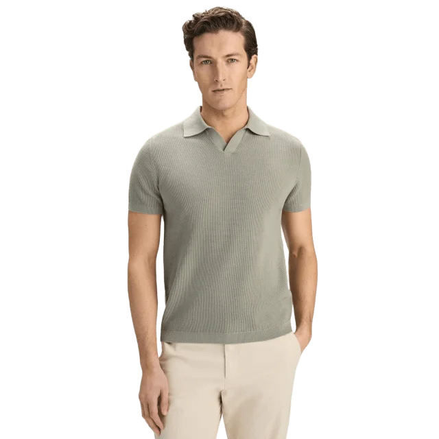 John Henric Cotton Texture Knitted Ss Polo Sweater (pascal) Tröjor Herr Grön M