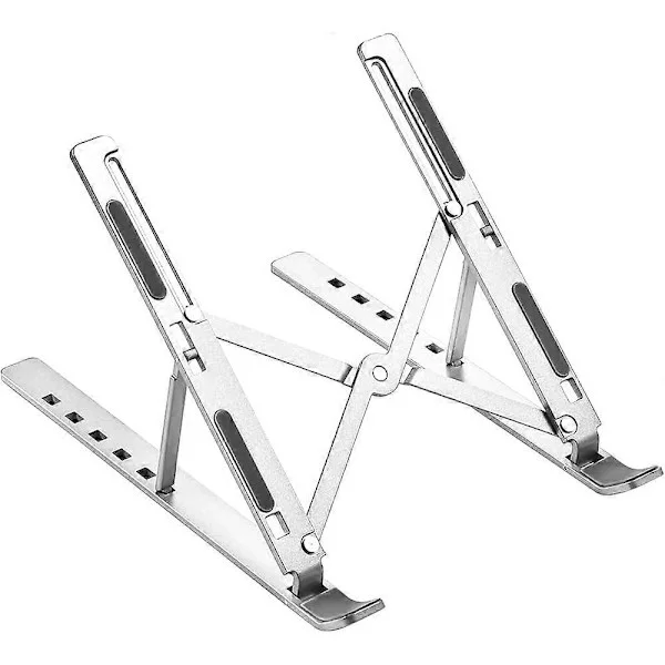 Laptop Stand for Desk, Adjustable Laptop Holder with Storage Bag, Non-Slip Silicone Pads, 6 Eye-Level Heights, 10" to 15.6", Aluminum
