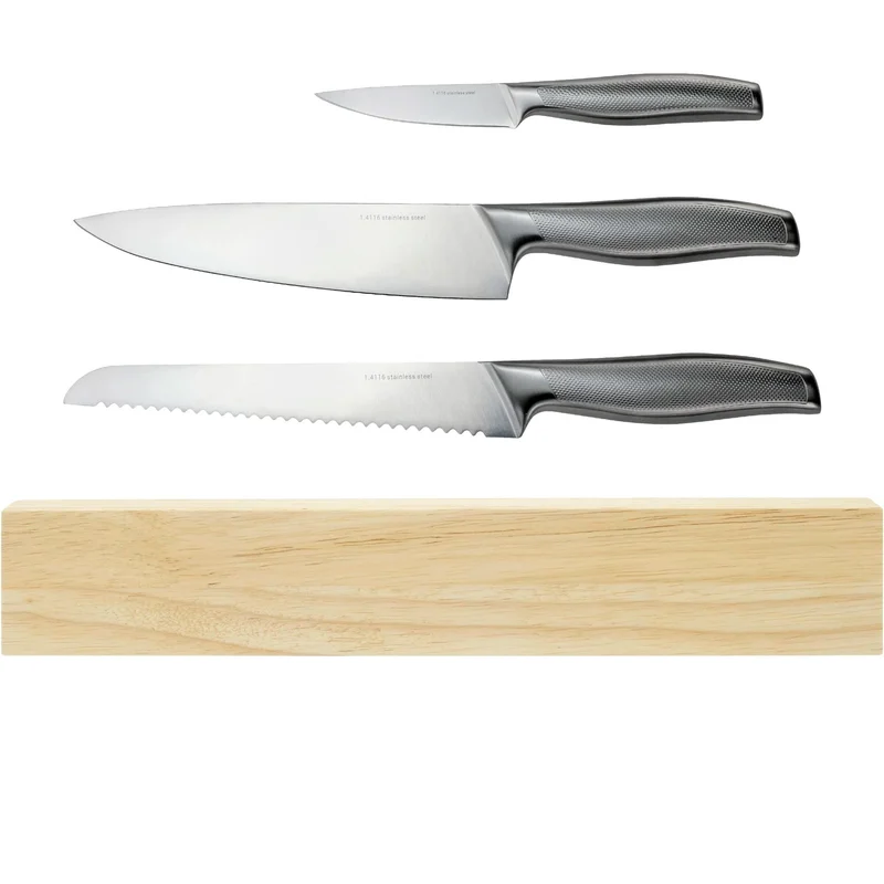 Essentials Knivsett, 3 kniver + Magnetlist 30 cm