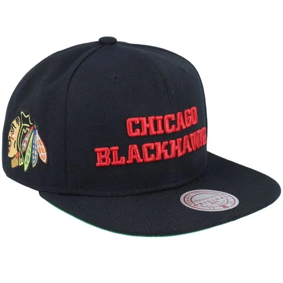 Mitchell & Ness - NHL - Black - snapback - Cap - Chicago Blackhawks Triple Play Black Snapback - Hatstore