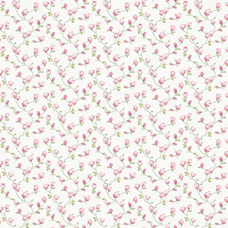 Galerie Wallcoverings Tapet, Miniatyrer II G68723 Mini Magnolia, L, Grön/rosa/vit, Färg & tapeter