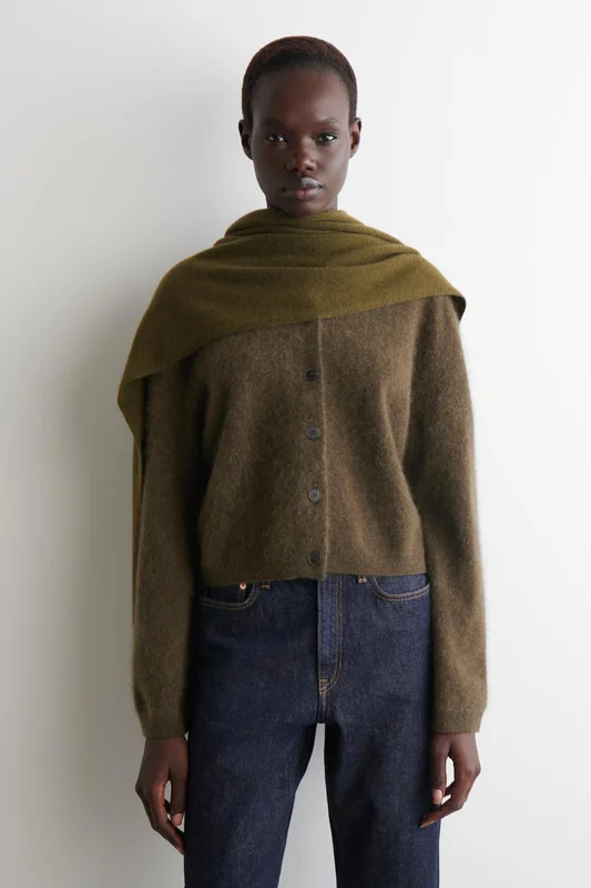 COS Damen Cardigan Aus Gebürstetem Kaschmir - Grün