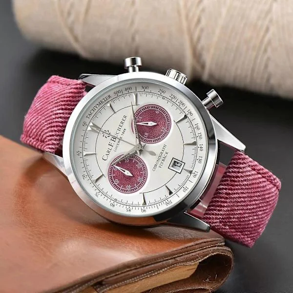 2023 Nya Carl F. Bucherer Malelon Serie Klockor Herr Quartz Klockor Chronograph Topprem Automatisk Datumklocka Röd