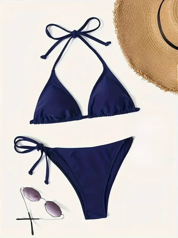 AliExpress - Maillots de bain string Bikini ensemble Sexy nouveau bleu marine maillots de bain femme Sexy maillots de bain Bikinis Triangle pansement 