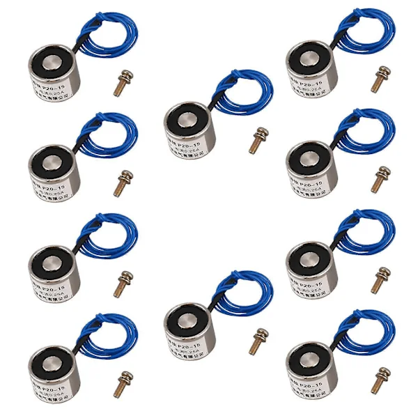 10x DC 12V Solenoidi Sähkömagneetti Nostomagneetti 2,5kg Laitteisiin, Automaatteihin, Automaattiseen Oven Lukkoon (FMY)