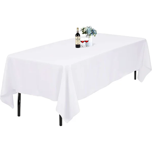 White Tablecloth - 60X102 inch Polyester Rectangular Tablecloth, for 4 ft Table in Washable Stain and Wrinkle Free, Christmas Tablecloth 153*260cm