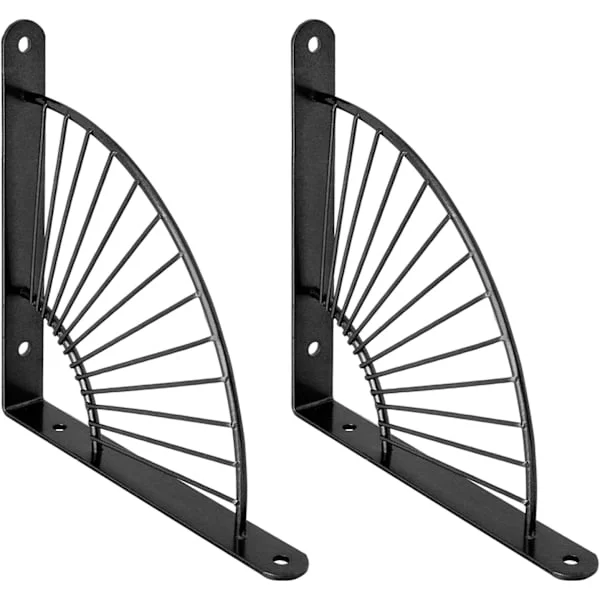 2-pack Gold Shelf Brackets Wall Mounted Heavy Duty Metal Floating Shelf Bracket with Screws for Kitchen Bathroom (Black) 8
