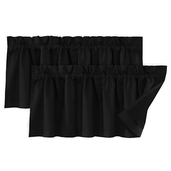 2 stk. Gardiner Kappa Lystett Moderne Elegant Ensfarget Svart Belegg Stue Soverom Vindusdekor Hjemmeinnredning KAESI