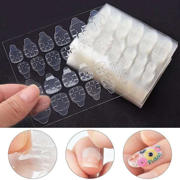 24stk Dobbeltsidig False Nail Art Tape Lim - Nail Lim