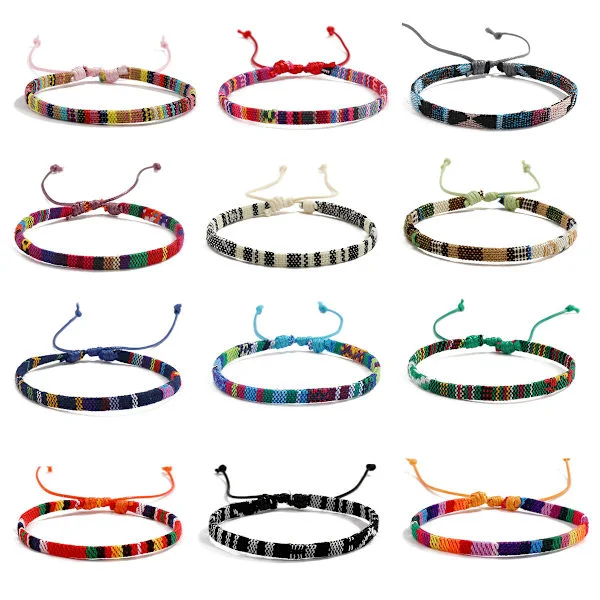 12-pack Beach Bracelet Set for Men and Women, Surfer Bracelet Braided Boho Summer Bracelet Adjustable Bracelet for Men