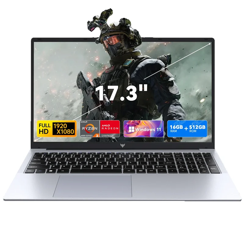 AliExpress - KAMRUI 17,3 Zoll AMD Ryzen 3 4300U Laptop 16GB DDR4 RAM 512GB SSD Leichter Business-Laptop Windows 11 Pro Notebook