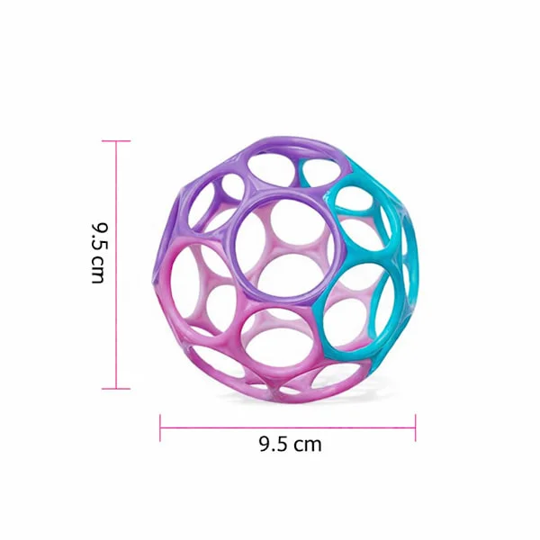 Liten sanseball for babyer, myk, fleksibel gripeballleke for spedbarn og småbarn, fargerik utviklingsleke med åpen vev, 9,5 cm