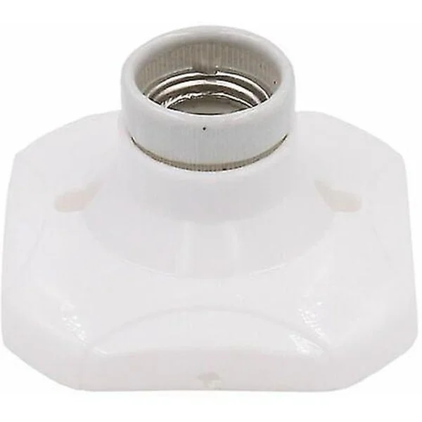 E27 LED Lyspæresokkel, Keramisk E27 Sokkel og Plastbase, Hvit E27 Sokkel med Ring for Inngangs-/Tak-/Balkongbelysning