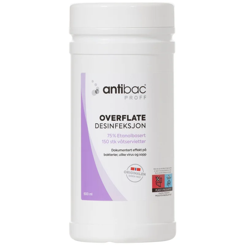 Antibac 75% desinfiserende våtservietter 150 stk