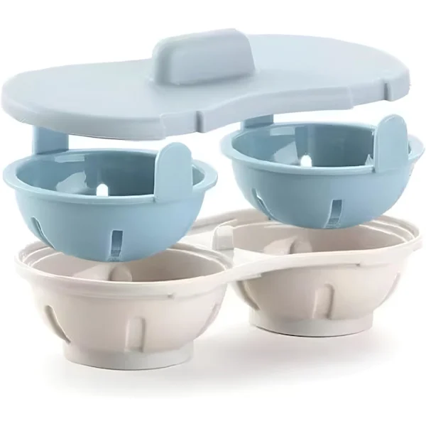 Mikrobølgeovn Eggkoker 2 BPA-frie Oppvaskmaskinsikre Eggkokere, Non-stick Egg Mikrobølgeovn, 1 Min Rask Eggkoker for Mikrobølgeovn Kokt