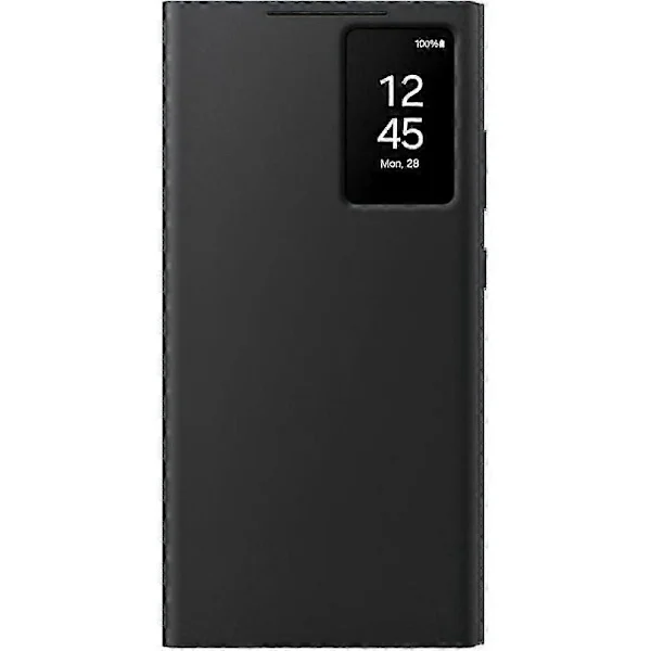 Samsung Galaxy S23 Ultra S24 Ultra Smart View Wallet Case Sort Holdbart Beskyttelsescover med Kortlommer