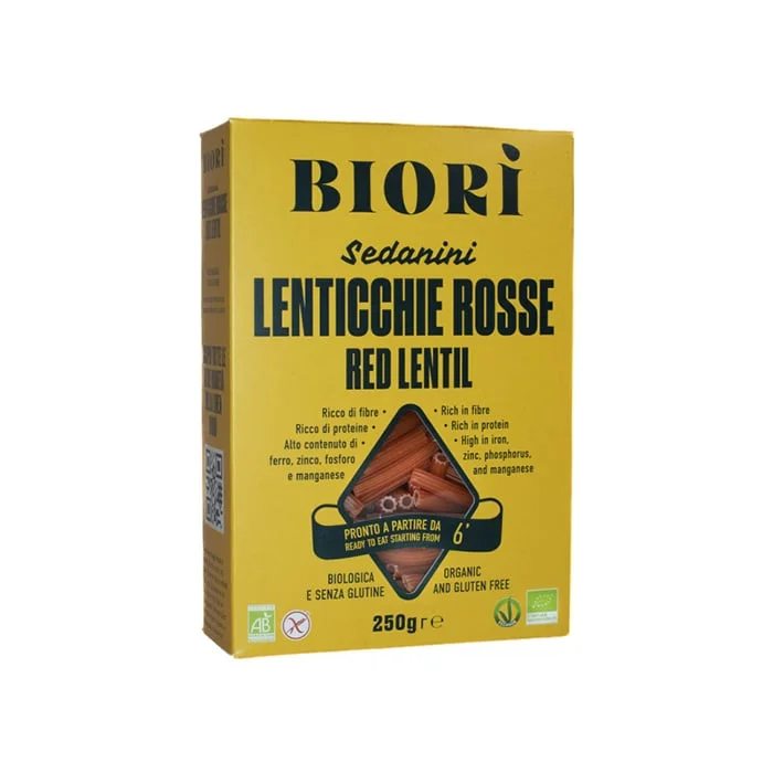Biori Röda Linser Pasta Sedanini Glutenfri 250 g