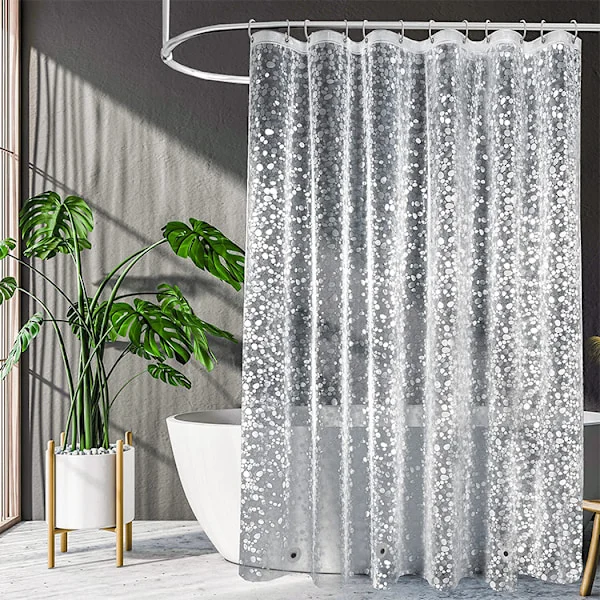 Dusjforheng vanntett og muggsikkert 180 * 180 plast transparent dusjforheng 100% EVA dusjforheng 3D steinbelte med 12 krokeringer