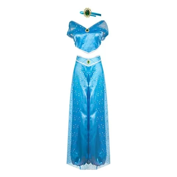 Aladdin Jasmine Princess Costume Dress Cosplay rekvisitter Voksne grønn XL